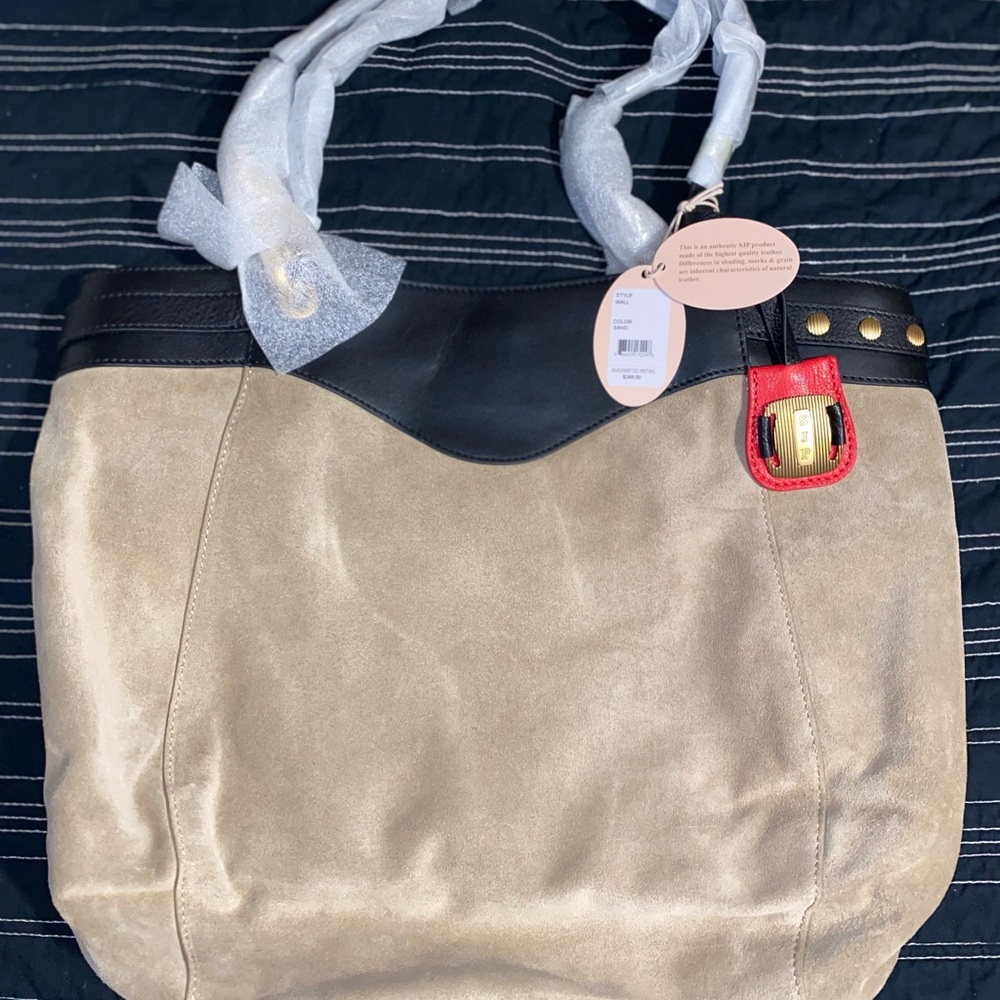 SJP by Sarah Jessica Parker suede Tan and Black leather Tote Bag